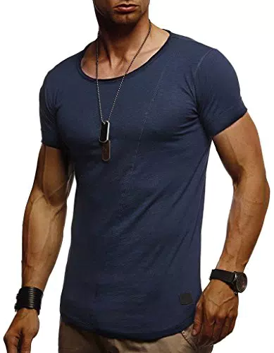 Leif Nelson Herren T-Shirt Rundhals 100% Baumwolle Regular Fit kurzarm