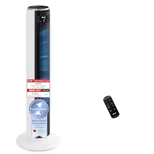 Levoit DC Motor Turmventilator – Leiser Ventilator mit Fernbedienung und 4 Modi