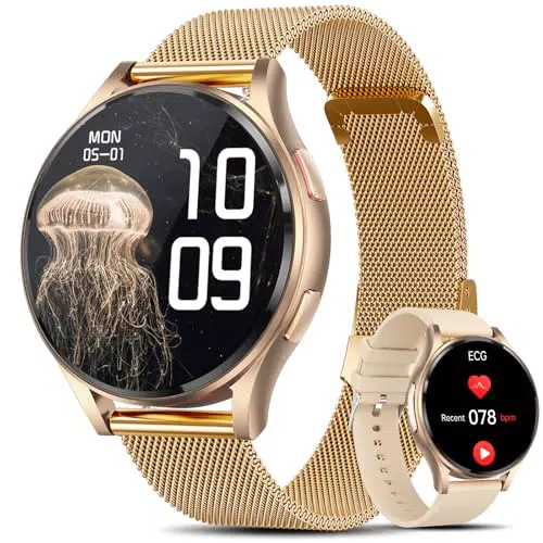 Lgnitek Smartwatch Damen mit EKG, HRV, SpO2 und Fitness Tracker für iOS/Android