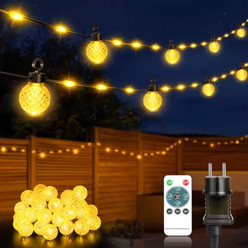 Lichterkette Außen dimmbar mit 8 Modi, IP65, für Terrasse und Garten