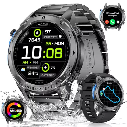 LIGE GPS Smartwatch Herren mit Kompass, 170+ Sportmodi, wasserdicht, Herzfrequenzmonitor