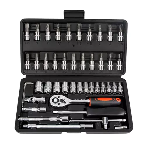 LLNEDL Steckschlüsselsatz 1/4 Zoll mit flexiblen Verlängerungsstangen für DIY-Reparaturen