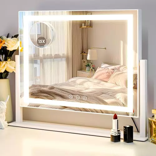 LuxeVue Schminkspiegel mit Beleuchtung und Touch-Design, 360° drehbar
