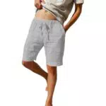 LVCBL Herren Shorts mit elastischem Bund und Kordelzug für den Sommer - Hellgrau