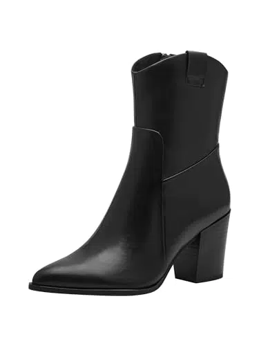 Marco Tozzi Damen Stiefeletten mit Absatz aus Kunstleder, spitze Form