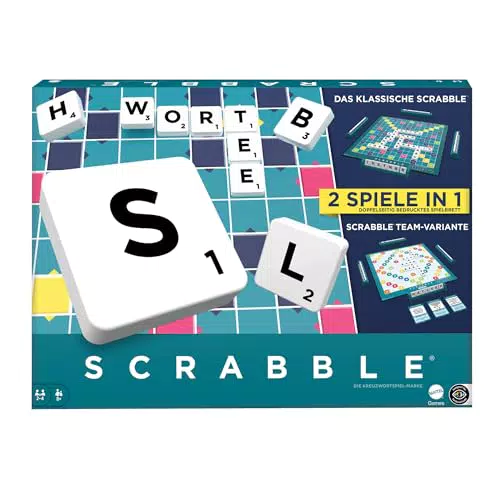 Mattel Games Scrabble Zwei in Eins - Doppelseitiges Brettspiel mit Zielkarten