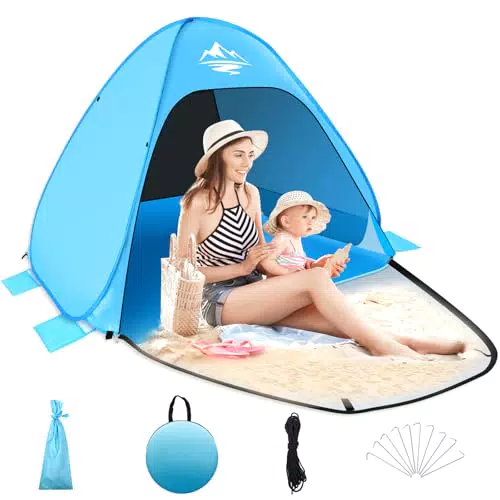 MAXDONE Pop Up Strandmuschel - Automatisches Campingzelt mit UV50+ Schutz für Familien