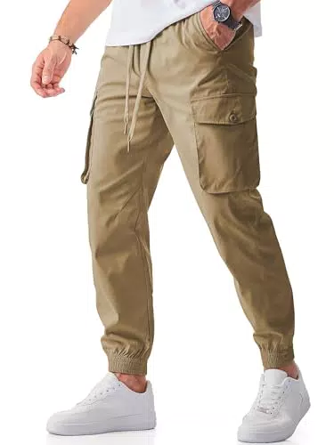 Meilicloth Herren Cargohose Lang Baumwolle Baggy Stretch Jogginghose Casual