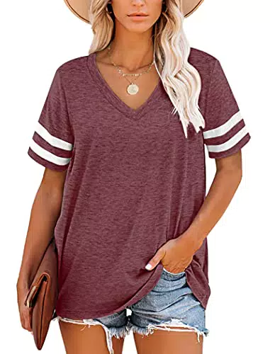 MOLERANI Damen Kurzarm V-Ausschnitt T-Shirt Sommer lässig und locker