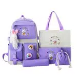 Myyunhx Rucksack für Mädchen mit Plüsch Kaninchenanhänger und Cartoon Aufkleber