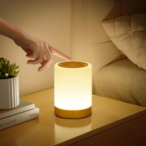 Touch Nachtischlampe dimmbar mit 4 Modi, USB Aufladbar und Timing-Funktion
