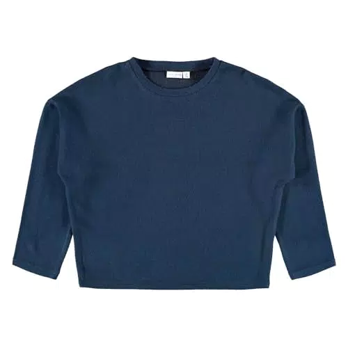 NAME IT Mädchen Stick-Pullover mit Langen Ärmeln Grey Melange 146-152