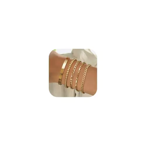 Nelytiya Armband Damen – 18K Vergoldet Edelstahl Armreif Stapelbar Schmuck Set