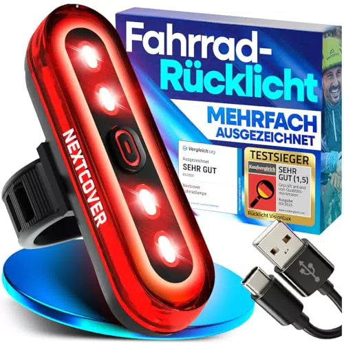 NEXTCOVER® Fahrradrücklicht mit VisionLux LEDs und Bremslicht, StVZO zugelassen