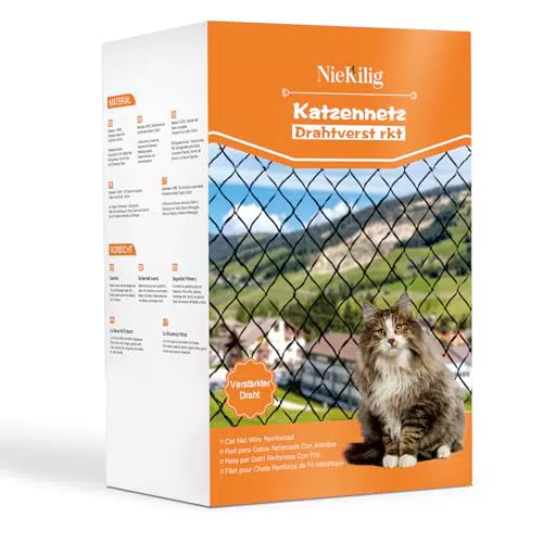 NieKilig Drahtverstärktes Katzennetz für Balkone, 4x3m Balkon Drahtnetz Katzen