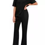 Niwicee Damen Loungewear Set - Elegantes Oberteil mit V-Ausschnitt und weiten Hosen