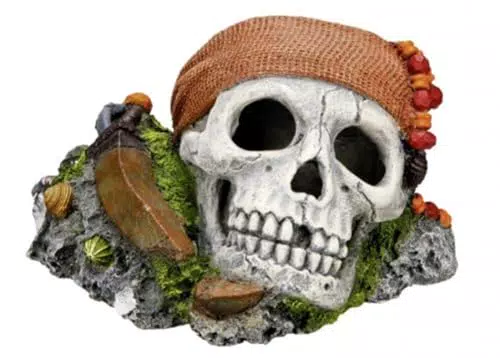 Nobby Aqua Ornament Totenkopf mit Pflanzen, 19,5 x 16 x 14 cm