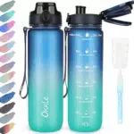 OKKLE Trinkflasche 1L - BPA-freie Wasserflasche mit Verschlussdeckel für Fitness, Schule, Radfahren & Sport