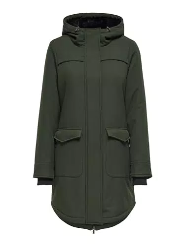 ONLY Damen Softshelljacke OnlMaastricht Kurz-Mantel mit Kapuze 15192522 black