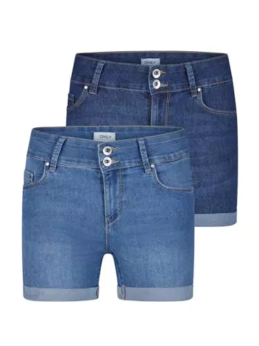 ONLY Jeans Shorts Damen Kurze Hose Stretch Skinny Fit Mid Waist ONLCARMEN