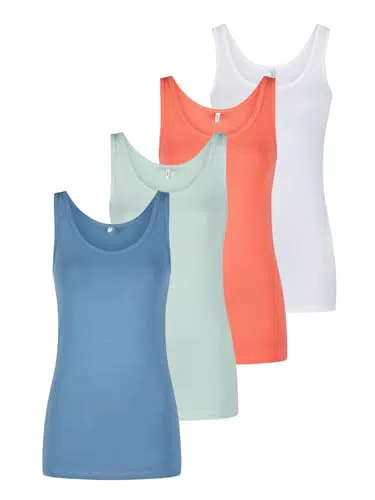 ONLY Tank Top Damen Baumwolle Stretch Slim Fit Onllive LUV Ärmellos Basic Shirt