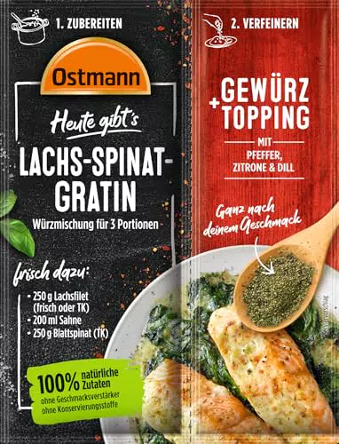 Ostmann Gewürzmischung für Lachs-Spinat-Gratin mit Pfeffer, Zitrone und Dill