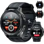 OUKITEL Smartwatch Herren BT10 - Wasserdichte Fitnessuhr mit 5ATM, 123 Sportmodi, AMOLED Display, Pulsmesser und Schlafmonitor