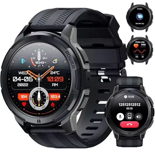 OUKITEL Smartwatch Herren BT10 - Wasserdichte Fitnessuhr mit 5ATM, 123 Sportmodi, AMOLED Display, Pulsmesser und Schlafmonitor