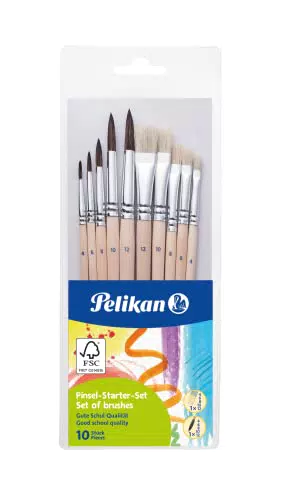 Pelikan Pinsel Starter-Set – 5 Haar- und 5 Borstenpinsel für kreative Projekte