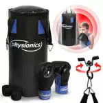 Physionics Kinder Boxsack-Set mit Boxhandschuhen und Boxbandagen für Junior Training