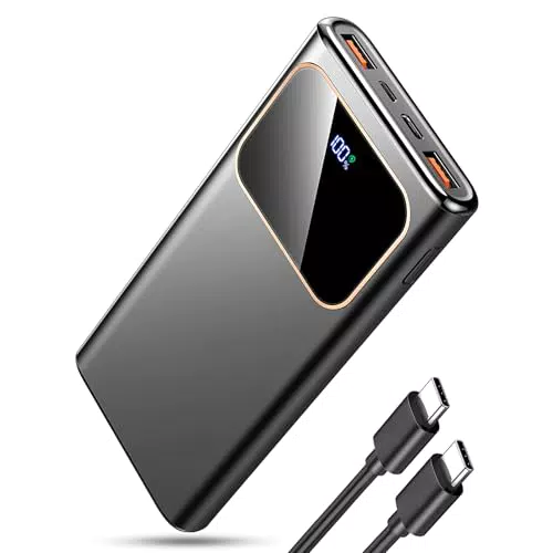 Powerbank 10000 mAh, 22,5W PD3.0 & QC4.0, USB-C, Tragbares Ladegerät mit LED-Anzeige