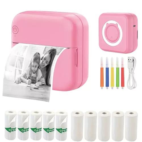 PRINHSJI Mini Drucker – Tragbarer Fotodrucker für Notizen, Fotos und Erinnerungen
