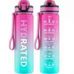 QLUR Trinkflasche, 1L BPA-Frei Tritan Wasserflasche mit Strohhalm