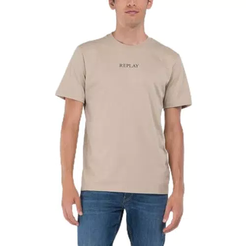Replay Herren T-Shirt Kurzarm aus Baumwolle, Modell: Light Taupe 803