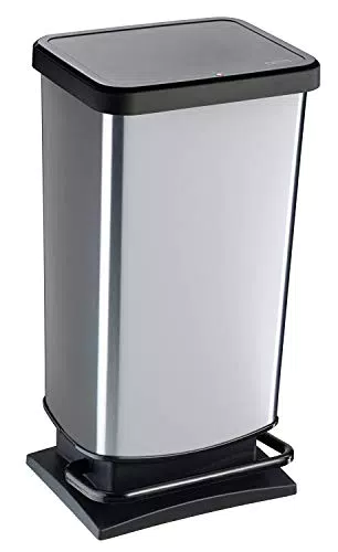 Rotho Paso Mülleimer 40l mit Pedal und Deckel, BPA-frei aus Kunststoff