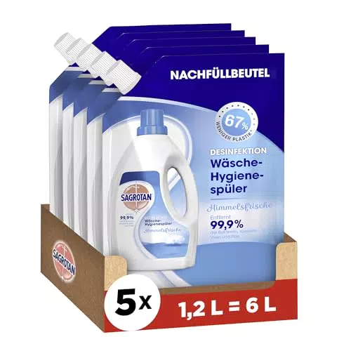 Sagrotan Wäsche-Hygienespüler Himmelsfrische Desinfektionsspüler für hygienisch saubere und frische Wäsche 4 x 1