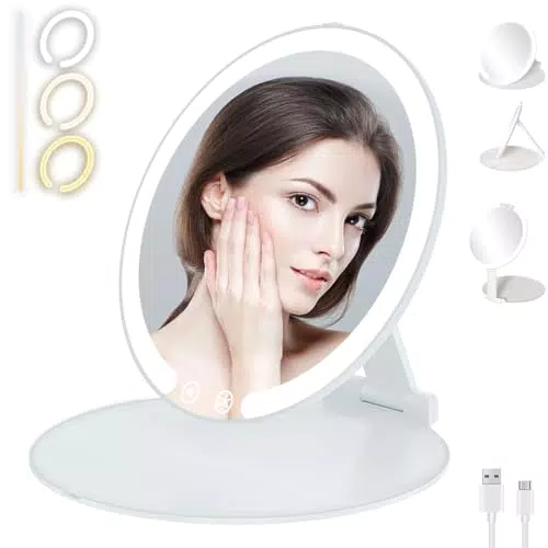 S'bagno LED Schminkspiegel mit Touch-Bedienung und USB-Ladekabel für Reisen
