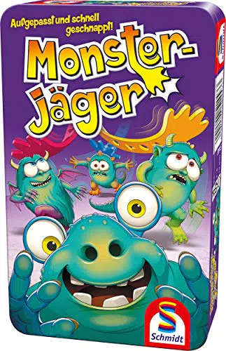 Schmidt Spiele Monsterjäger Reisespiel in Metall dose – Spaß für unterwegs