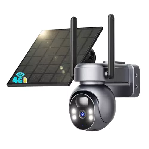 SEHMUA 4G LTE Überwachungskamera Solar Outdoor mit SIM, 2K HD, PTZ, IP66