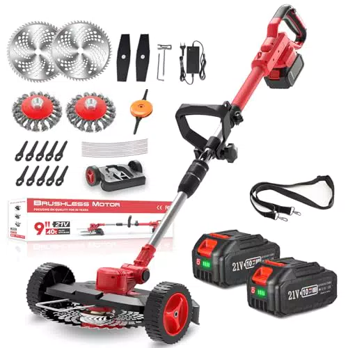 SHJICH 4-in-1 Akku Rasentrimmer mit Teleskop-Stiel für Gartenpflege
