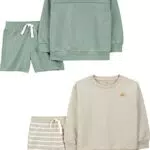 Simple Joys by Carter's Baby-Jungen 4-Piece French Terry Long-Sleeve Shirts and Shorts Playwear Set Spielbekleidungssets
