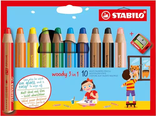 STABILO Woody 3 in 1 Mal-Set mit Spitzer für kreative Projekte