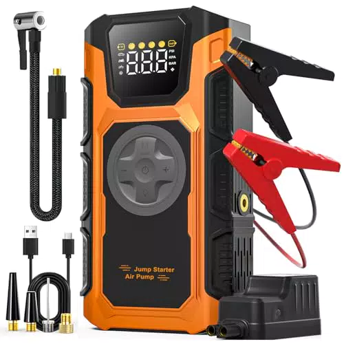 Starthilfe Powerbank 5500A mit Kompressor und LCD für Auto und Motorrad