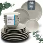 Pure Living Steingut Geschirrset 6 Personen - Hochwertiges Tafelservice