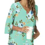 TAOHUADAO Damen V-Ausschnitt Tunika T-Shirt für Leggings und Chiffon-Bluse