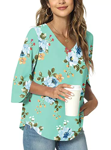 TAOHUADAO Damen V-Ausschnitt Tunika T-Shirt für Leggings und Chiffon-Bluse