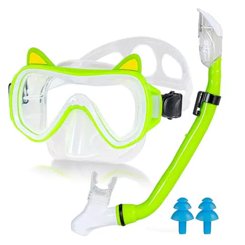 AquaSphere Schnorchelset Kinder mit 180° Anti-Fog Tauchmaske und Dry Schnorchel