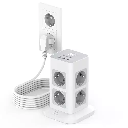 TESSAN Mehrfachsteckdose mit Überspannungsschutz und USB-C, 3600W 16A