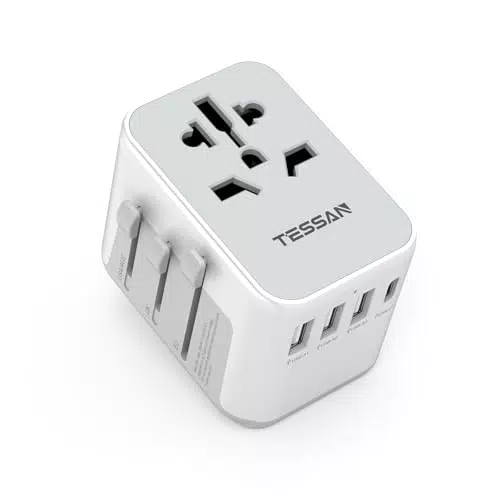 TESSAN Reiseadapter Weltweit mit USB und AC Steckdose - Internationaler Steckdosenadapter