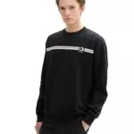 TOM TAILOR Denim Herren Basic Crew-Neck Sweater mit Print 1043299
